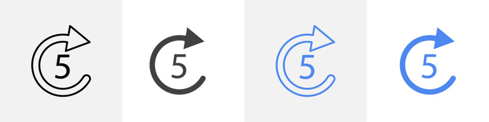 5 sec skip icon vector set use for web ui or app