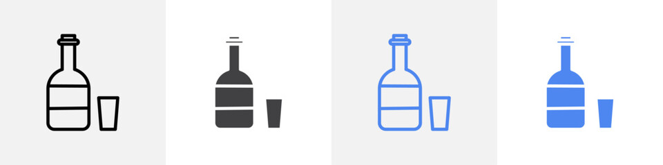 bottle and glass icon vector set use for web ui or app