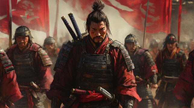 person with sward and behind him fighters 