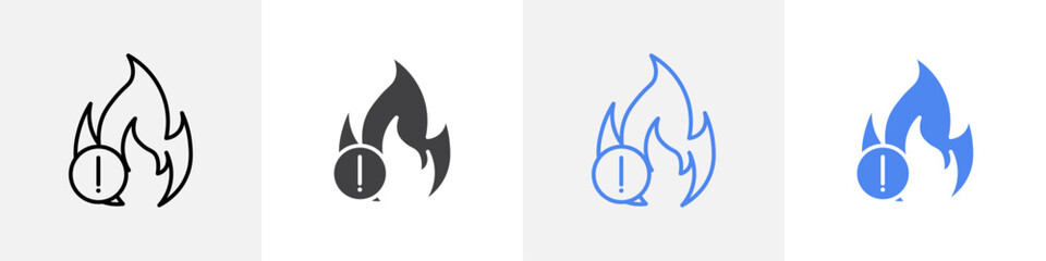 fire danger icon vector set use for web ui or app