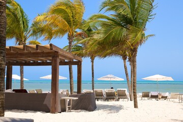 Beach resort sitting area cabanas