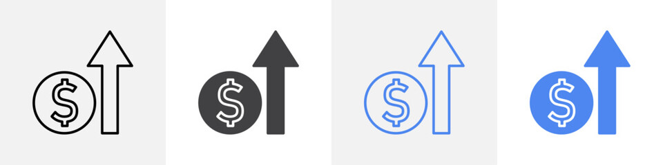money value increase icon vector set use for web ui or app
