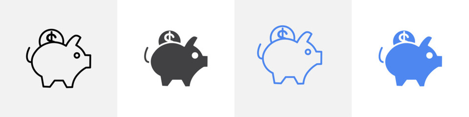 piggy bank icon vector set use for web ui or app