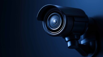 Surveillance camera with high technology, dark navy background
