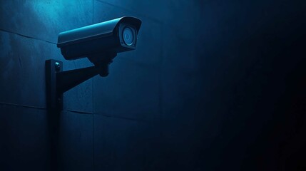 Surveillance camera with high technology, dark navy background