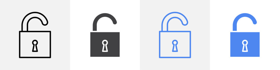 unlocked lock icon vector set use for web ui or app