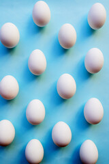 Eggs, studio background and birth rate for reproduction or fertility for future, hope and new life. Food, isolated and nutrition for health with conceiving, growth and embryo for natural process