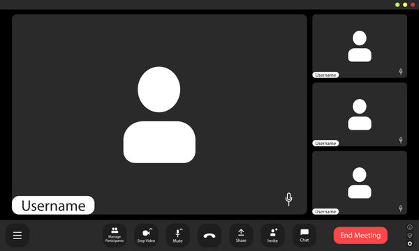 A digital grid shows multiple user placeholders in a virtual meeting, indicating a collaborative session with several participants online