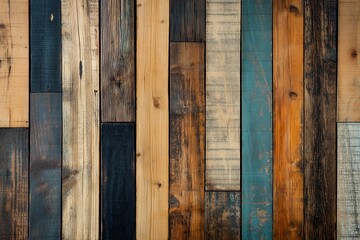 A variety of wooden panels, each painted in diverse colors, forming an organized and visually attractive layout.