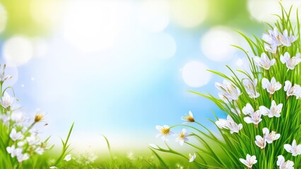 Fototapeta premium Beautiful light background for a greeting card with delicate flowers 