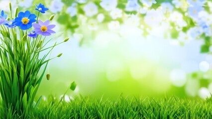 Fototapeta premium Beautiful light background for a greeting card with delicate flowers 