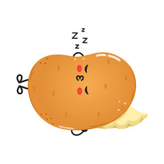 Potato sleeping character. Vector hand drawn cartoon kawaii character illustration icon. Isolated on white background. Potato sleep character concept