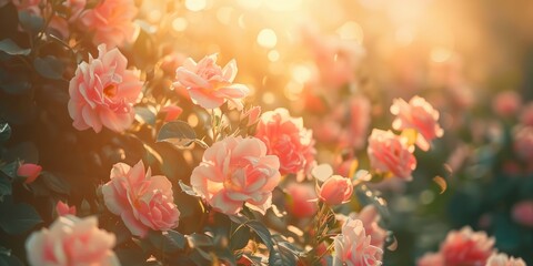 Obraz premium Pink blooms shining in the sunlight diverse and vibrant in a lush garden