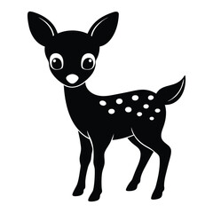Fototapeta premium Illustration of young deer, Baby deer icon Black and white