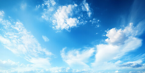 Clear Blue Sky with White Fluffy Cloud Background – High-Resolution Sky and Cloud Texture for Outdoor Scenes and Atmospheric Design Elements