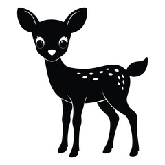 Illustration of young deer, Baby deer icon Black and white