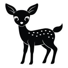Illustration of young deer, Baby deer icon Black and white