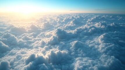 Naklejka premium An Aerial View of Fluffy White Clouds at Sunset