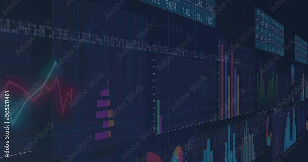 Poster animation of data processing on black background