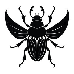 A black and white beetle illustration, Beetle icon Silhouette