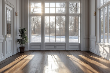 Fototapeta premium empty room with window backdrop