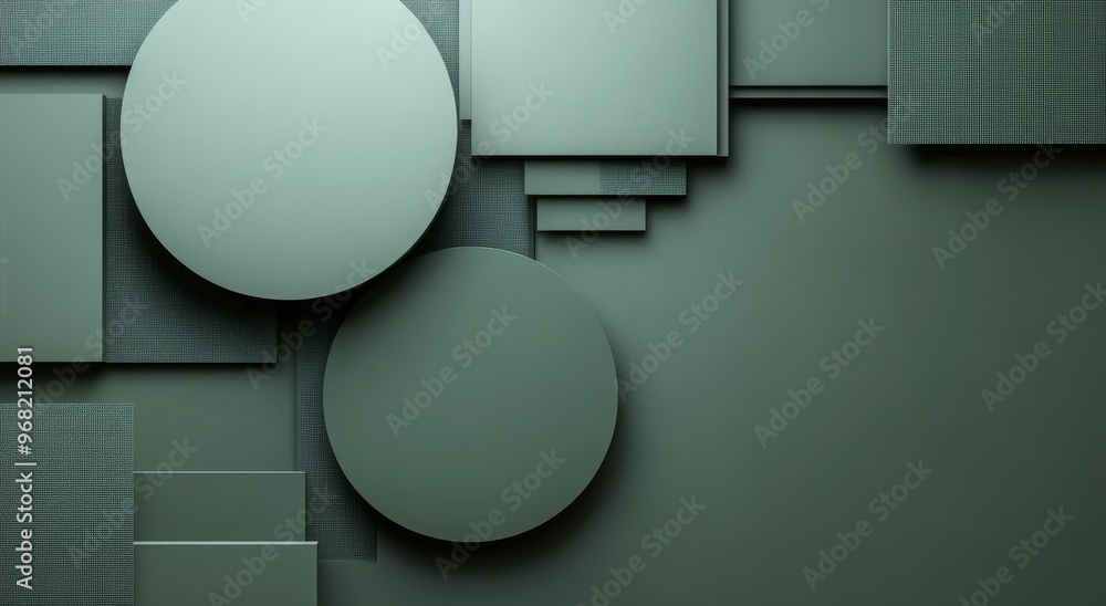 Poster abstract arrangement of geometric shapes on a solid background in a modern design space