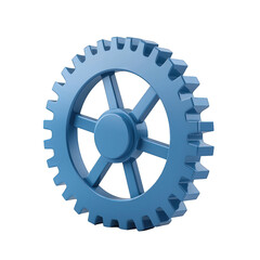 A blue gear showcasing precision engineering, perfect for illustrating concepts of machinery and technology in various projects. transparent background