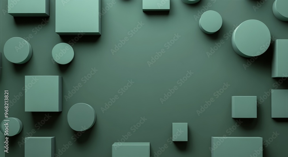 Aufkleber abstract arrangement of geometric shapes on a solid background in a modern design space