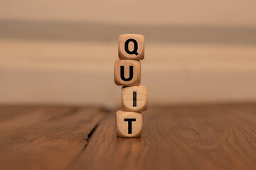 Quiet Quitting. Cubes form the word Quiet Quitting.