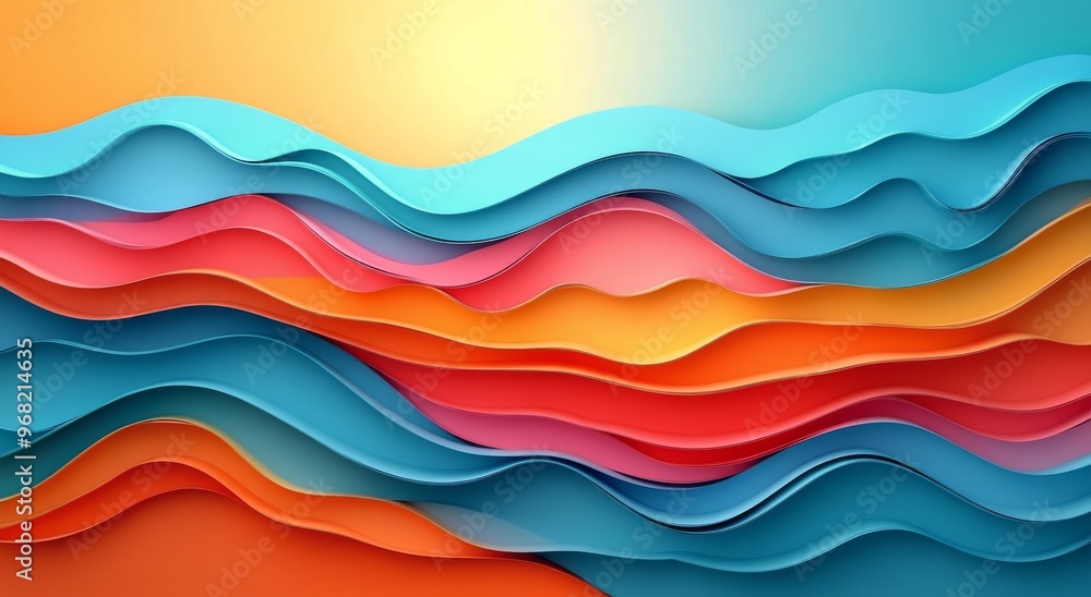 Poster vibrant layers of colorful paper create a flowing abstract background design for creative projects
