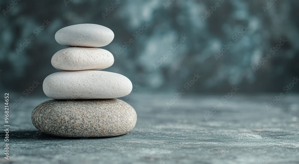 Aufkleber stacked smooth stones on a gray surface creating a tranquil and balanced arrangement