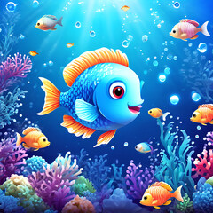 Fototapeta premium under the sea filled with fish and coral