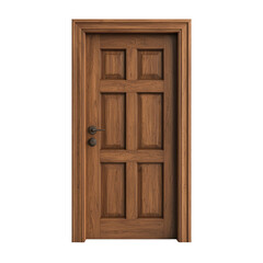 Obraz premium A classic wooden door featuring an elegant design, perfect for enhancing home aesthetics and adding warmth to interiors. transparent background