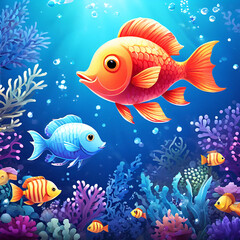 under the sea filled with fish and coral