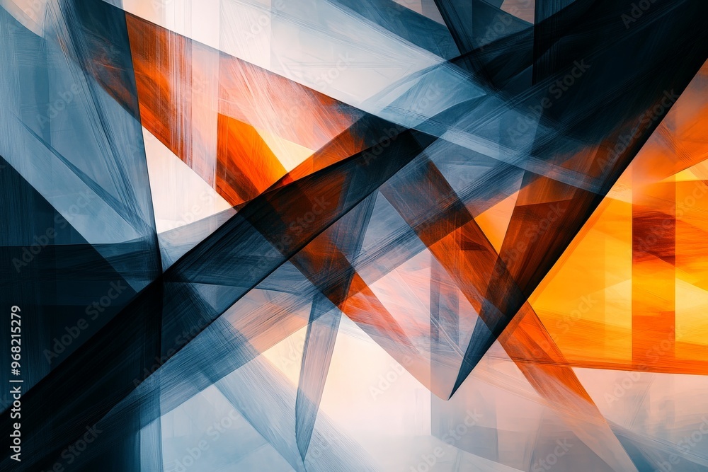 Poster A piece of abstract art featuring intersecting lines and vibrant colors, creating a dynamic and energetic composition, showcasing a blend of warm and cool color tones.