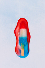 Melting red white and blue popsicle 