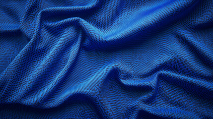 "Texture of blue sports clothing fabric, featuring a football shirt or jersey design."