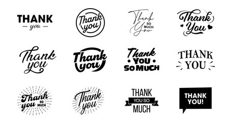 Thank You. Thank you lettering set. Vector