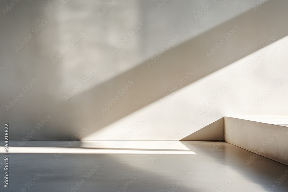 Aufkleber a minimalist interior scene is beautifully presented with the interplay of light and shadow creating
