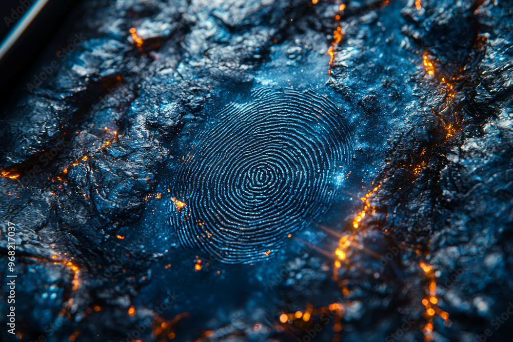 Aufkleber fingerprint smudges on a tablet screen, indicating recent use and digital interaction. concept of te