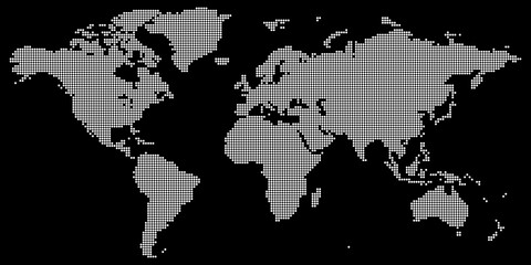 World map vector with white colored round dotted