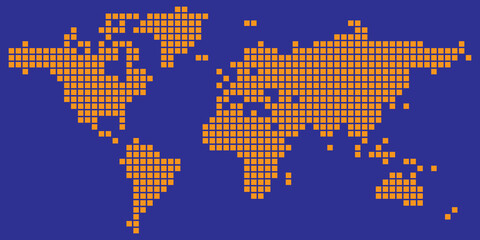 Fototapeta premium World map vector with orange and narrow square dotted