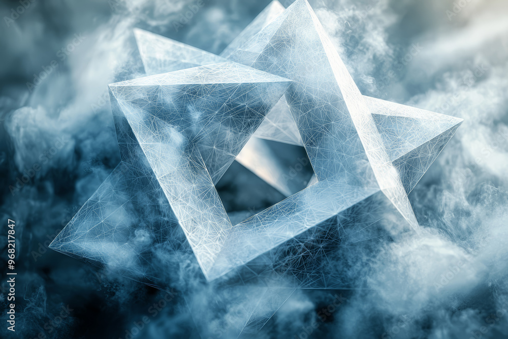 Poster a visual of a star shape composed of overlapping triangles, demonstrating complex polygonal shapes a