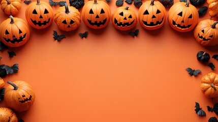 Pumpkins background for Halloween with copy space