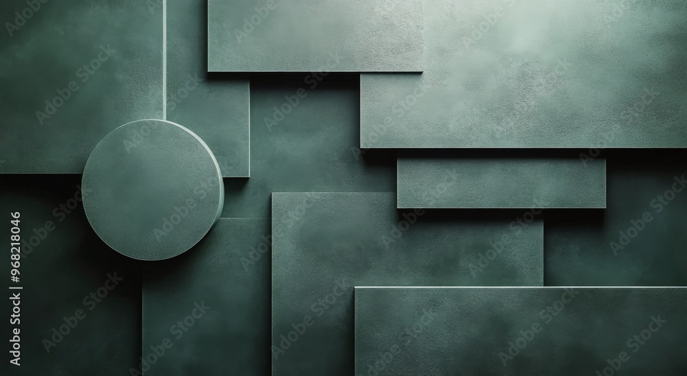 Aufkleber abstract arrangement of geometric shapes on a solid background in a modern design space