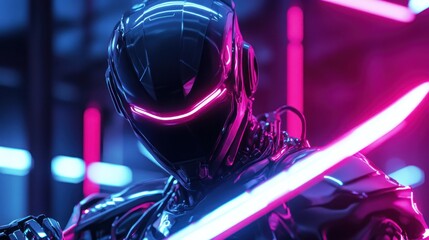 Cyberpunk Samurai: A Digital Warrior in Neon Lights