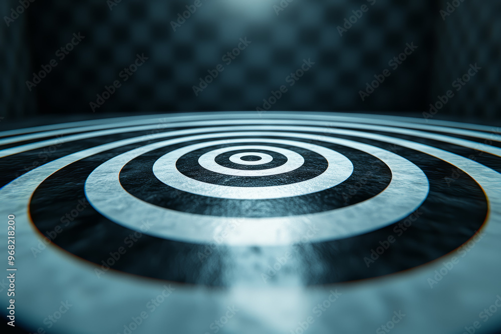 Poster a stack of concentric circles forming a target pattern, demonstrating principles of symmetry and con