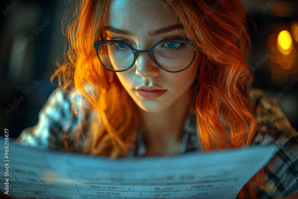 Poster a person analyzing a complex tax return with a sense of confusion, representing the difficulties of 