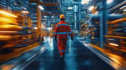 Industrial Worker Walking Through a Factory