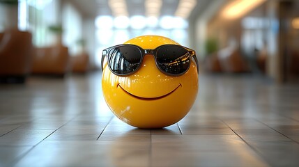 Happy emoji style face, smiling